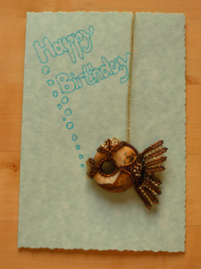 Jenny Wilson's fish Titanic used as a birthday card decoration